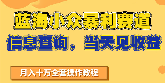 蓝海小众暴利赛道，信息查询，当天见收益，不讲玄学，7天搞了2万+-青年网赚