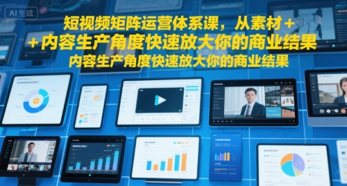 短视频矩阵运营体系课，从素材+内容生产角度快速放大你的商业结果-青年网赚