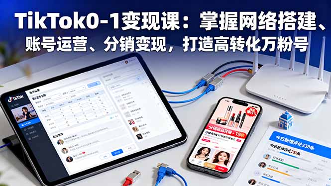 TikTok0-1变现课：掌握网络搭建、账号运营、分销变现，打造高转化万粉号-青年网赚