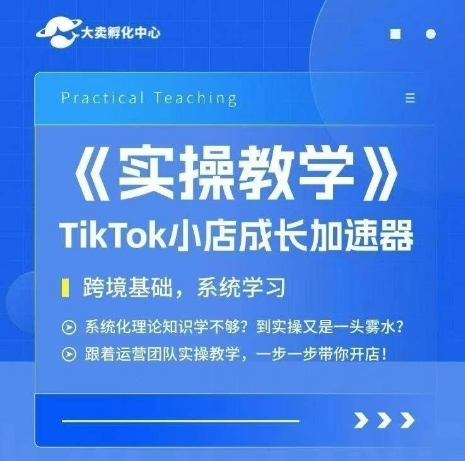 大卖家孵化中心TikTok实操课，TikTok小店成长加速器，跨境基础系统学习，一步一步带你开店-青年网赚