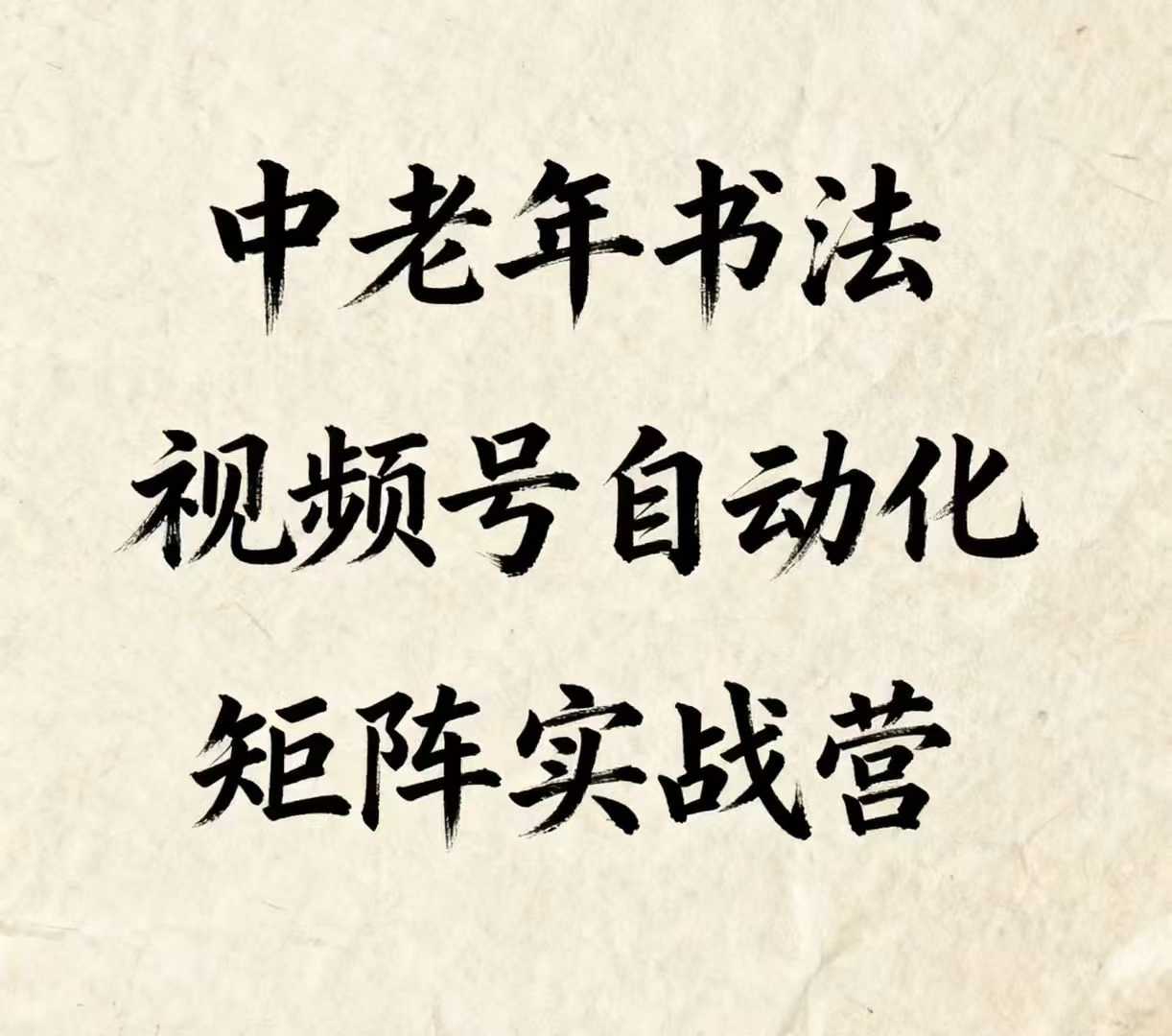 中老年书法视频号自动化矩阵实战营，一套自动化流程玩转中老年书法视频号矩阵-青年网赚