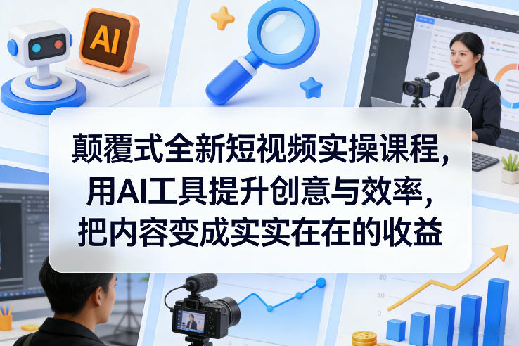 颠覆式全新短视频实操课程，用AI工具提升创意与效率，把内容变成实实在在的收益-青年网赚