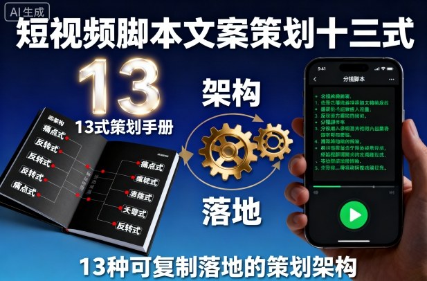 短视频脚本文案策划十三式，13种可复制落地的策划架构-青年网赚