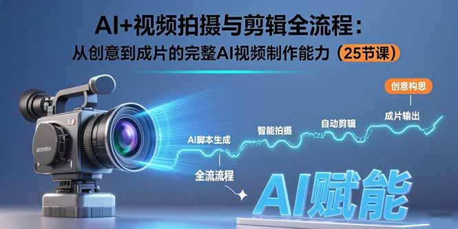 AI+视频拍摄与剪辑全流程：从创意到成片的完整AI视频制作能力(25节课-青年网赚
