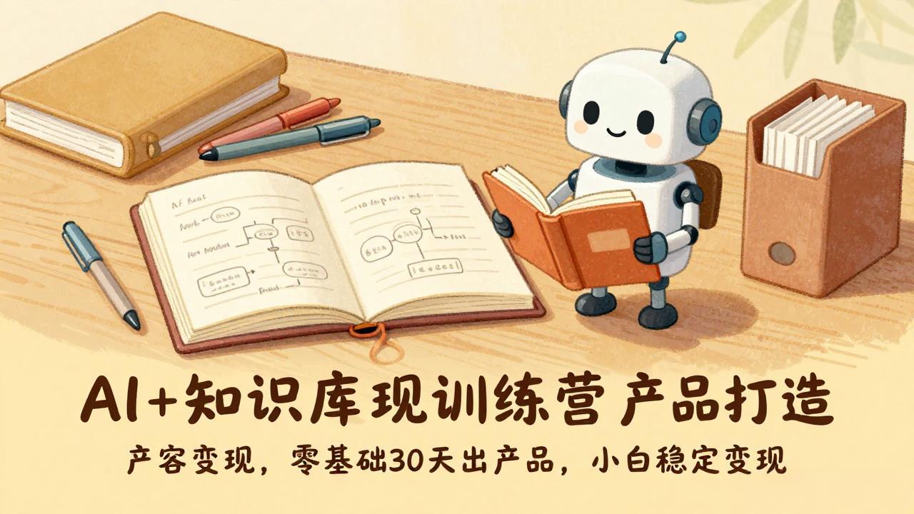 AI+知识库变现训练营，产品打造、内容创作、全平台变现，零基础30天出产品，小白稳定变现-青年网赚