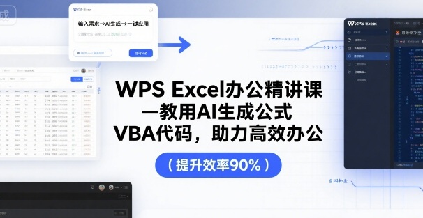 WPS Excel办公精讲课，教用 AI 生成公式，VBA 代码，助力高效办公-青年网赚