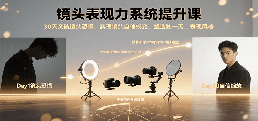 镜头表现力系统提升课，30天突破镜头恐惧实现自信蜕变，塑造独一无二表现风格-青年网赚
