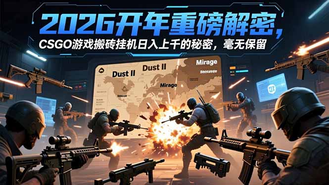 2026开年重磅解密，CSGO游戏搬砖挂机日入上千的秘密，毫无保留-青年网赚