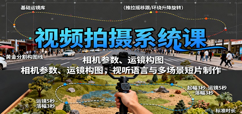 视频拍摄系统课：相机参数、运镜构图，视听语言与多场景短片制作-青年网赚