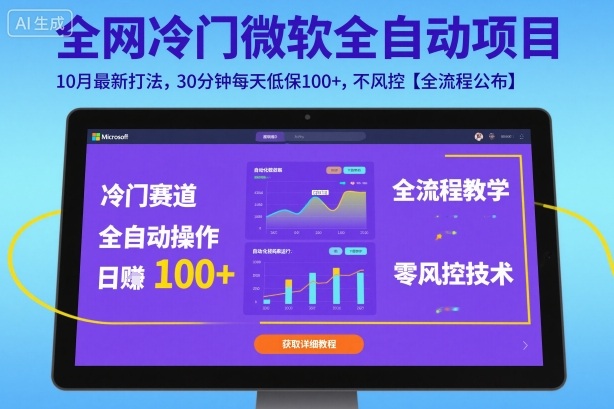 全网冷门微软全自动挂G项目，10月最新打法，30分钟每天低保100+，不风控【全流程公布】【揭秘】-青年网赚