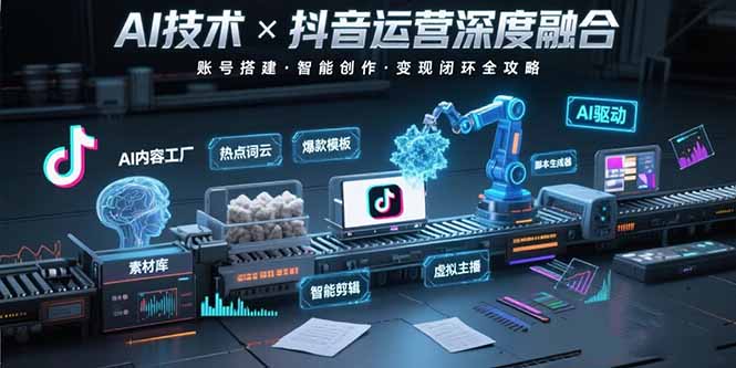 AI技术与抖音运营的深度融合应用：涵盖账号搭建、内容创作、收益变现等-青年网赚