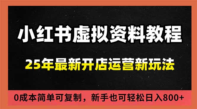 小红书虚拟资料项目：最新搜索流变现玩法，0成本简单可复制，一人多店打法，新手日入800+-青年网赚