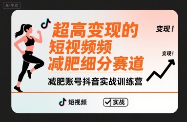 超高变现的短视频减肥细分赛道，减肥账号抖音实战训练营-青年网赚