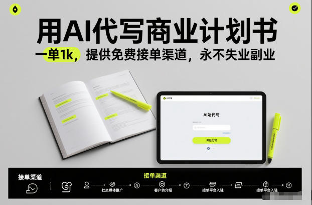 用AI代写商业计划书，一单1k，提供免费接单渠道，永不失业副业-青年网赚