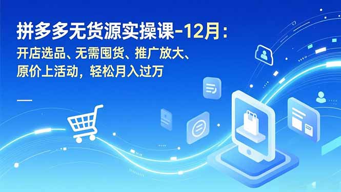 拼多多无货源实操课-12月：开店选品、无需囤货、推广放大、原价上活动，轻松月入过万-青年网赚
