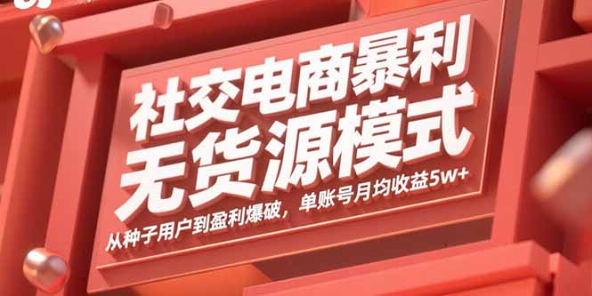 社交电商暴利无货源模式：从种子用户到盈利爆破，单账号月均收益5w+-青年网赚