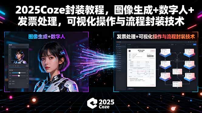 2025Coze封装教程，图像生成+数字人+发票处理，可视化操作与流程封装技术-青年网赚