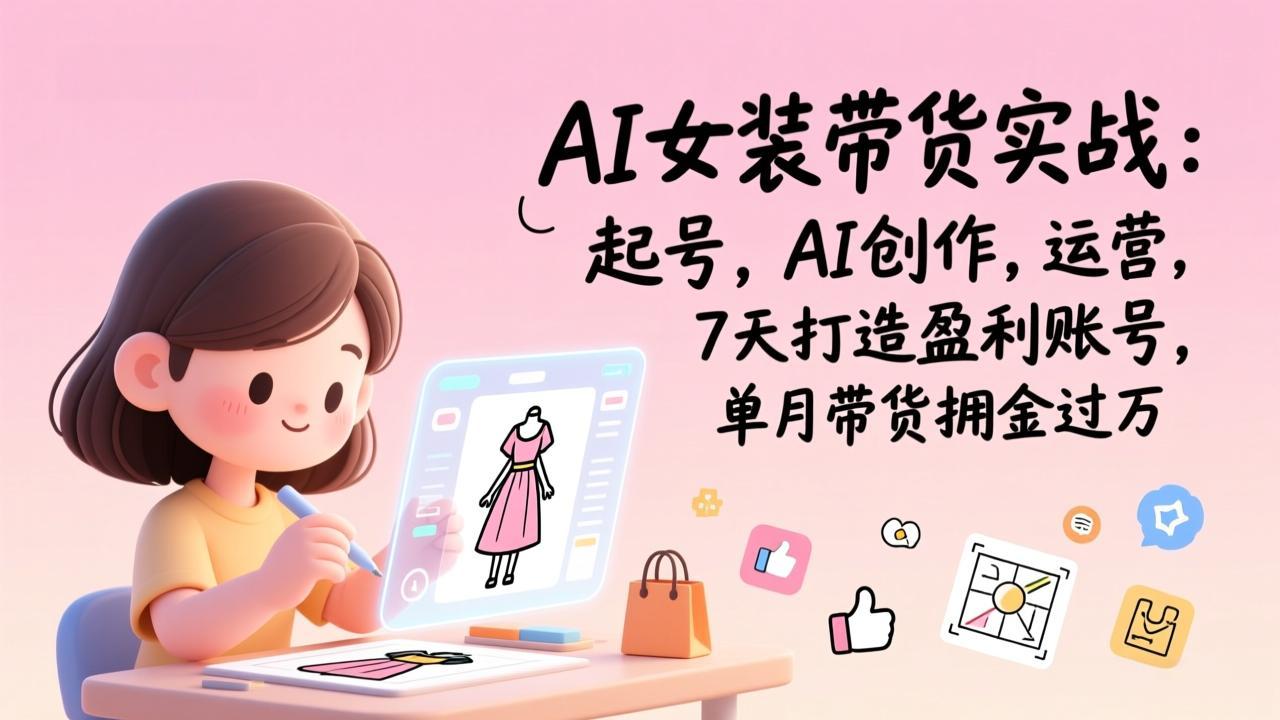 AI女装带货实战：起号，AI创作，运营，7天打造盈利账号，单月带货佣金过万-青年网赚