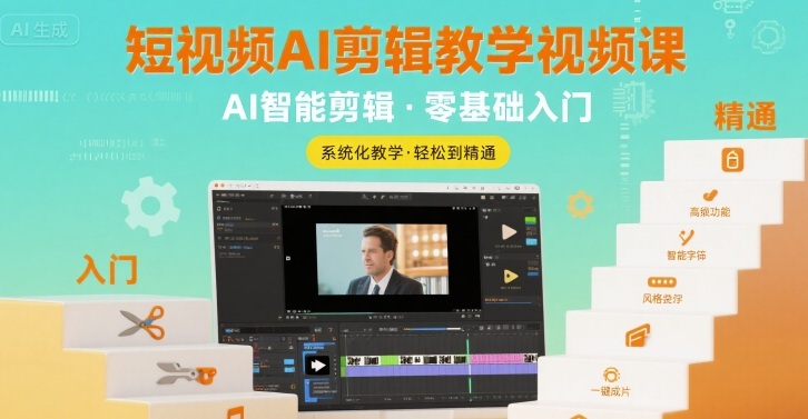短视频AI剪辑教学视频课，入门到精通-青年网赚