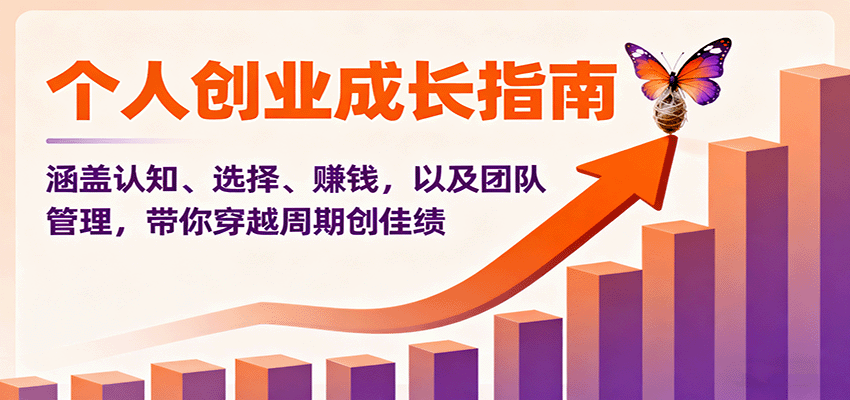 个人创业成长指南：涵盖认知、选择、赚钱，以及团队管理，带你穿越周期创佳绩-青年网赚