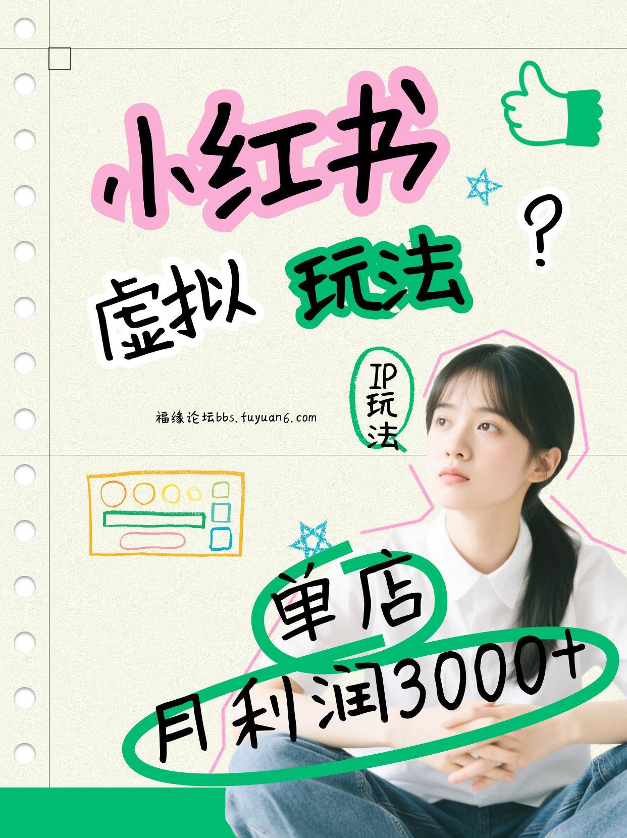 小红书虚拟玩法(铺货流和单品玩法)，单店月利润3000+，IP打法+原创商品(0违规)-青年网赚