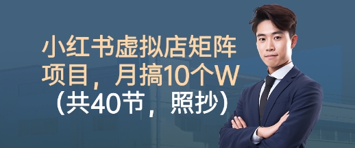 小红书虚拟店矩阵项目，照抄照做，月搞1W+(共40节)-青年网赚