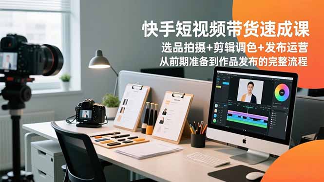 快手短视频带货速成课，选品拍摄+剪辑调色+发布运营，从前期准备到作品发布的完整流程-青年网赚