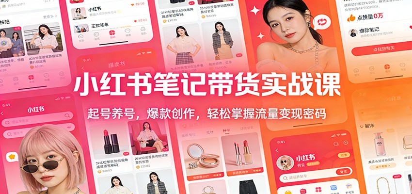 小红书笔记带货实战课：起号养号，爆款创作，轻松掌握流量变现密码-青年网赚