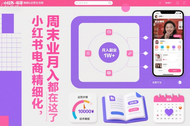 小红书电商精细化运营全流程，周末副业月入1W+，全套方法都在这了-青年网赚