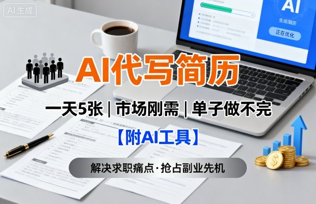 AI代写简历，一天5张，今年找工作难，市场刚需，单子做不完【附AI工具】-青年网赚