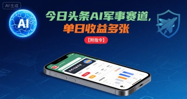 今日头条AI军事赛道，单日收益多张 ，手机可做【附指令】-青年网赚