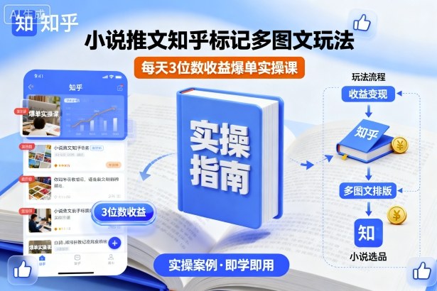 小说推文知乎标记多图文玩法，每天3位数收益爆单实操课-青年网赚