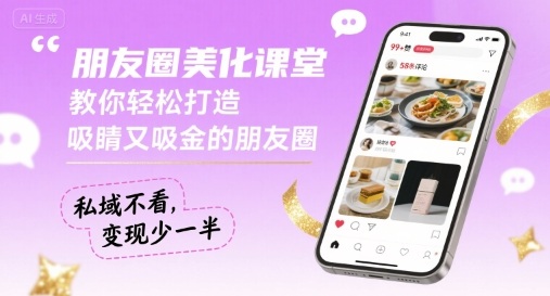 朋友圈美化课堂，教你轻松打造，吸睛又吸金的朋友圈，私域不看，变现少一半-青年网赚