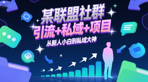 某联盟社群，引流+私域+项目，从新人小白到私域大神-青年网赚