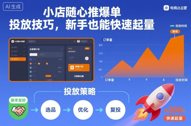 小店随心推爆单投放技巧，新手也能快速起量-青年网赚