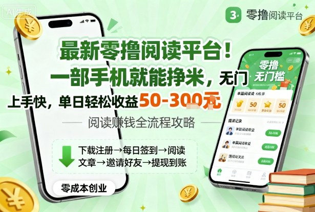 最新零撸阅读平台！一部手机就能挣米，无门槛上手快，单日轻松收益50-3张【揭秘】-青年网赚