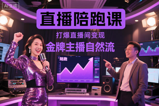 直播陪跑课，金牌主播自然流打爆直播间，复制高变现玩法-青年网赚