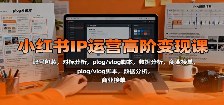 小红书IP运营高阶变现课：账号包装，对标分析，plog/vlog脚本，数据分析，商业接单-青年网赚