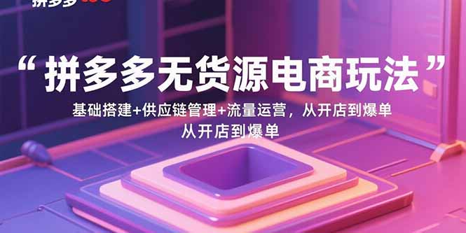 拼多多无货源电商玩法：基础搭建+供应链管理+流量运营，从开店到爆单-青年网赚