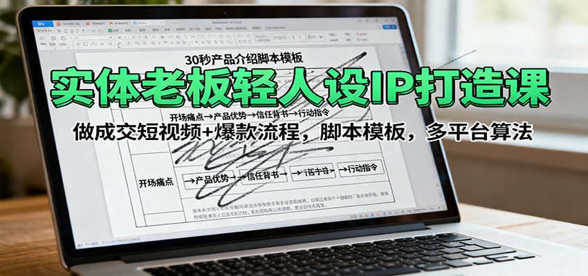 实体老板轻人设IP打造课：做成交短视频+爆款流程，脚本模板，多平台算法-青年网赚