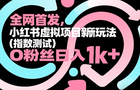 全网首发，小红书虚拟项目新玩法(指数测试)，0粉丝日入1k+，整个玩法完整拆解！-青年网赚