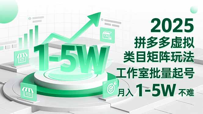 2025 拼多多虚拟类目矩阵玩法,工作室批量起号,月入 1-5W 不难-青年网赚