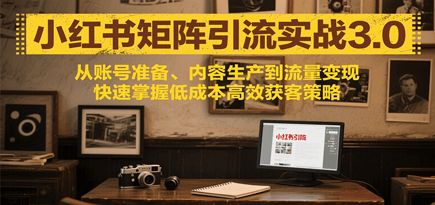 小红书矩阵引流3.0，从账号准备、内容生产到流量变现，快速掌握低成本高效获客策略-青年网赚