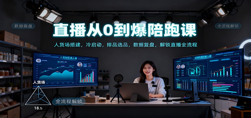 直播从0到爆陪跑课：人货场搭建，冷启动，排品选品，数据复盘，解锁直播全流程-青年网赚