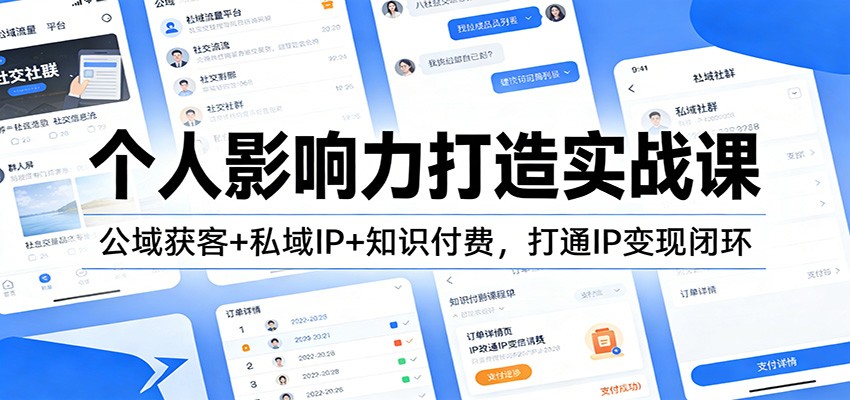 个人影响力打造实战课：公域获客+私域IP+知识付费，打通IP变现闭环-青年网赚