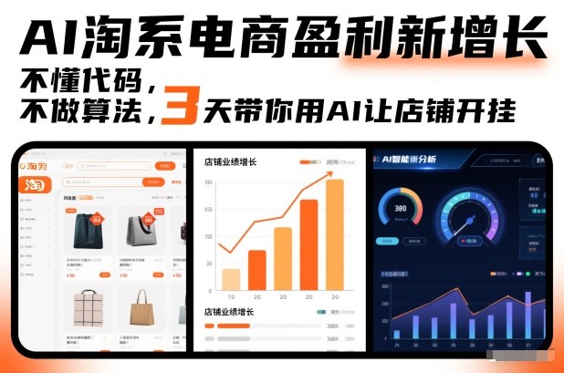 AI淘系电商盈利新增长，不懂代码，不做算法，3天带你用AI让店铺开挂-青年网赚