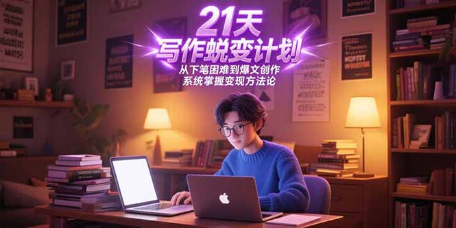 21天写作蜕变计划，从下笔困难到爆文创作，系统掌握变现方法论-青年网赚