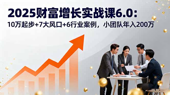 2025财富增长实战课6.0：10万起步+7大风口+6行业案例，小团队年入200万-青年网赚