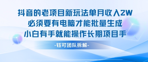 老项目新玩法单月收入2W小白有手就能操作长期项目-青年网赚