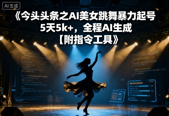 今日头条之AI美女跳舞暴力起号，5天1k+，全程AI生成【附指令工具】-青年网赚